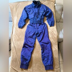 VTG 90's Nils SkiWear Metallic Purple/Blue Women One Piece Ski Snow Suit Sz 14